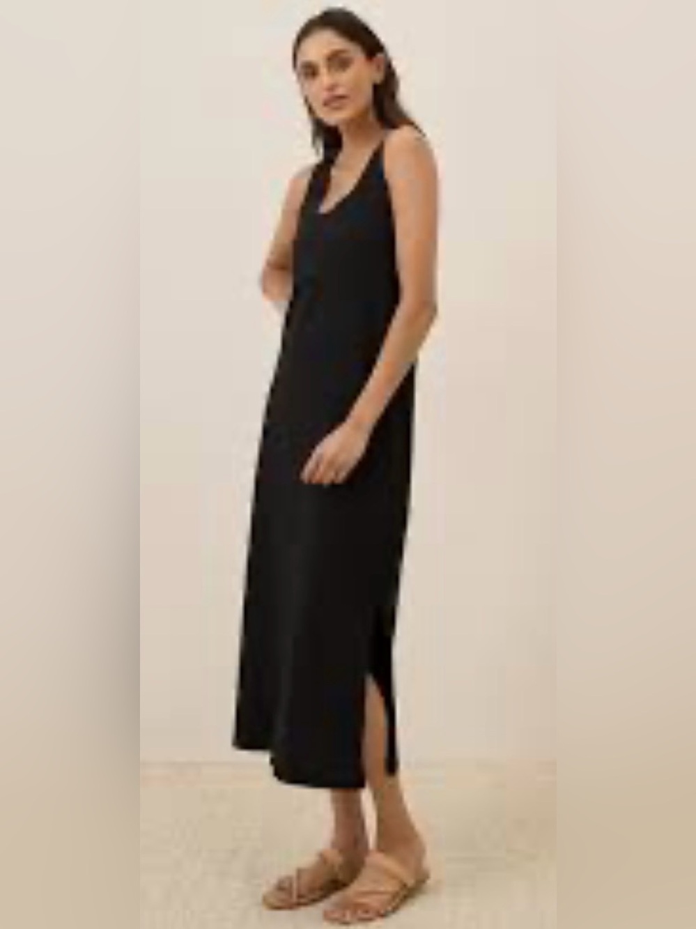 Pact Black Tank Maxi Dress with Side Slit - Women, Scoop Neck Size XS